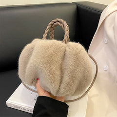 Vintage Plush Shoulder Crossbody Bag Winter Furry Shopper Totes Handbag