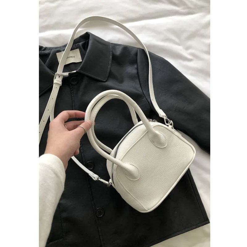Vintage Women Small Tote Shell Bag PU Leather Shoulder Crossbody Bags