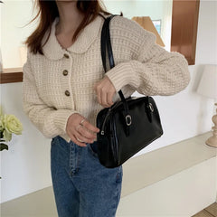 Vintage Green PU Leather Women Tote Handbag