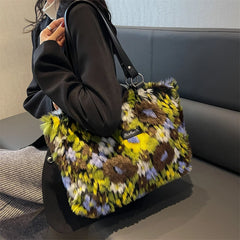 Vintage Faux Fur Totes Women Shoulder Bags