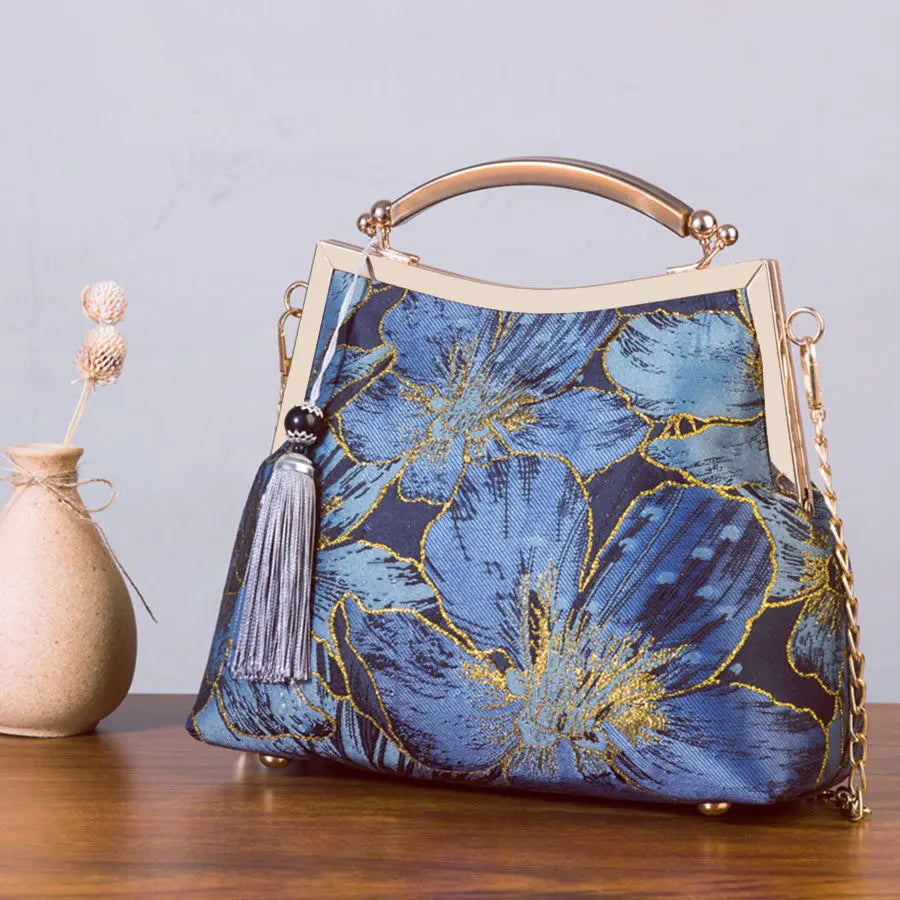 Vintage Shell Crossbody Bag Women's Handbag Fringe Chain Shoulder Bag