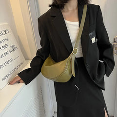 Vintage Leather Crossbody Bag for Women Half Moon Handbag