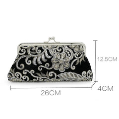 Vintage Floral Evening Clutch Chain Crossbody Bag Party Purse