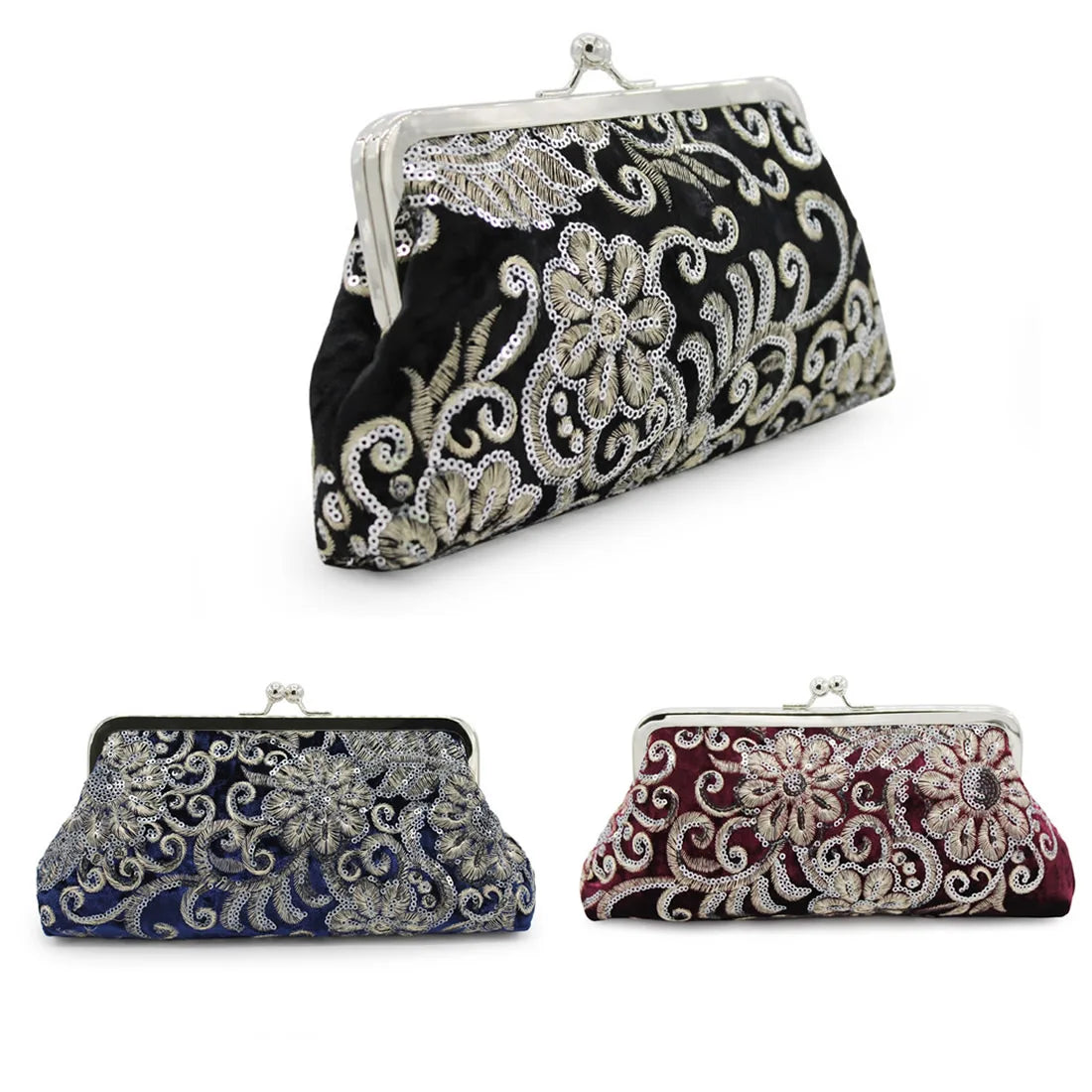 Vintage Floral Evening Clutch Chain Crossbody Bag Party Purse