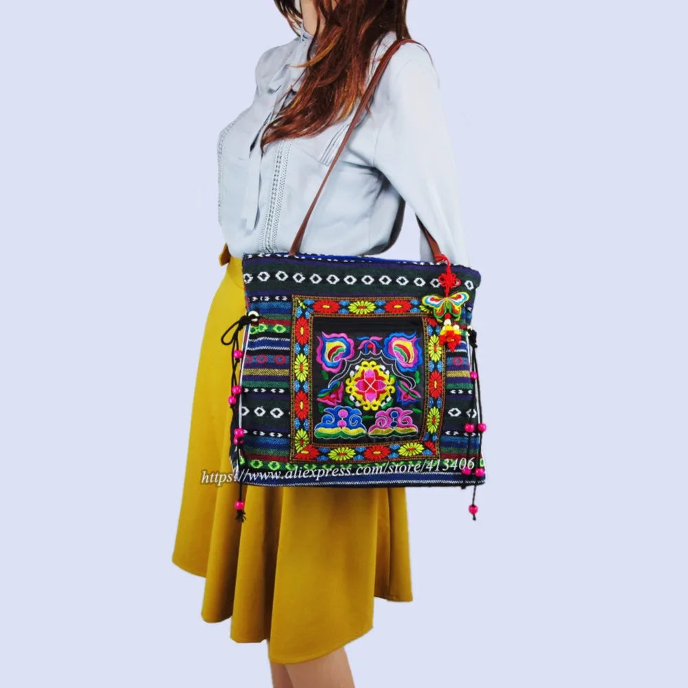 Vintage Ethnic Shoulder Hobo Hippie Embroidery Floral Cross Body Purse Bag
