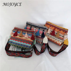 Vintage Ethnic Style Bucket Shoulder Bag for Traveling