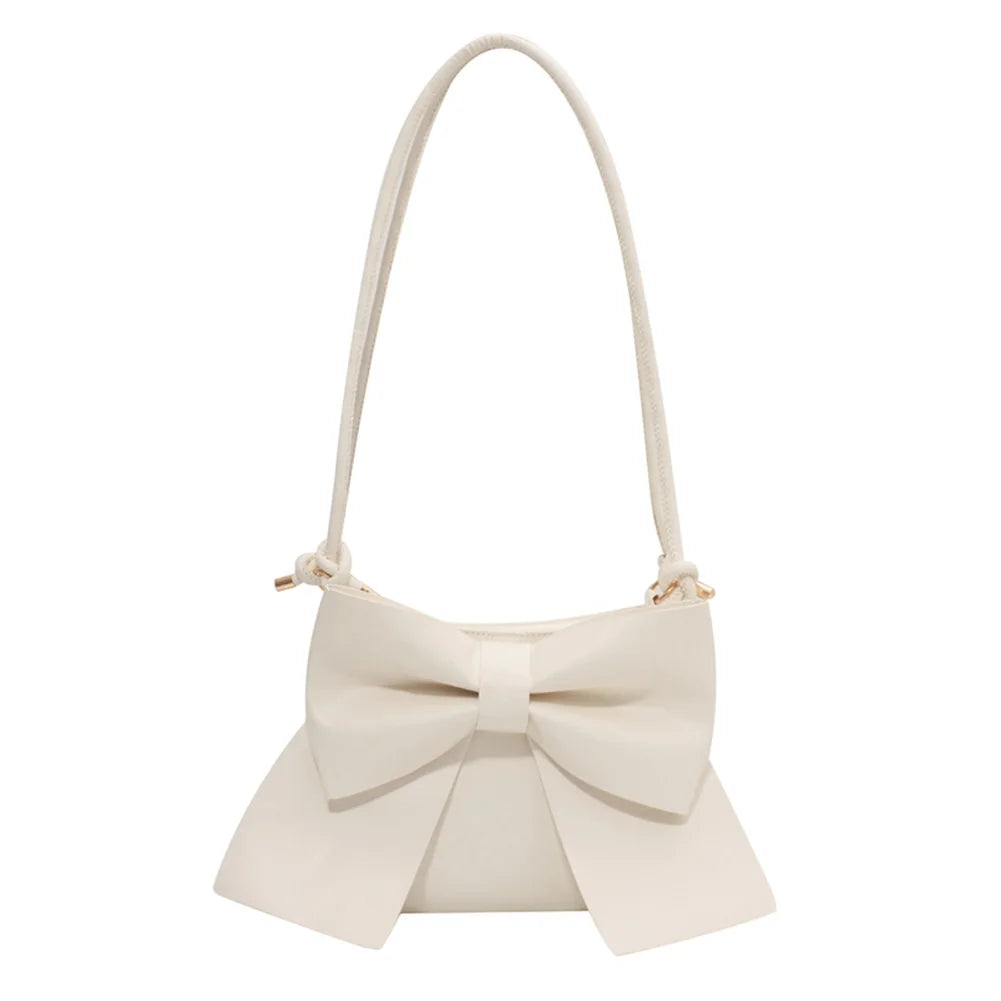 Vintage Big Bow Shoulder Bags Leather Women England Style Handbags