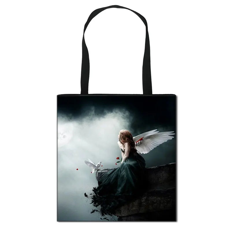 Vintage Famous Painting Angell Print Shoulder Bag for Women