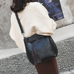 Vintage Bucket Bags Pu Leather Shoulder Bag Ladies Handbag