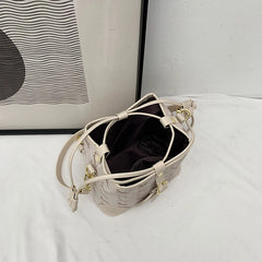 Vintage Women's Handbag PU Leather Bucket Shoulder Messenger Bag