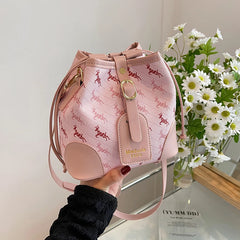 Vintage Women's Handbag PU Leather Bucket Shoulder Messenger Bag