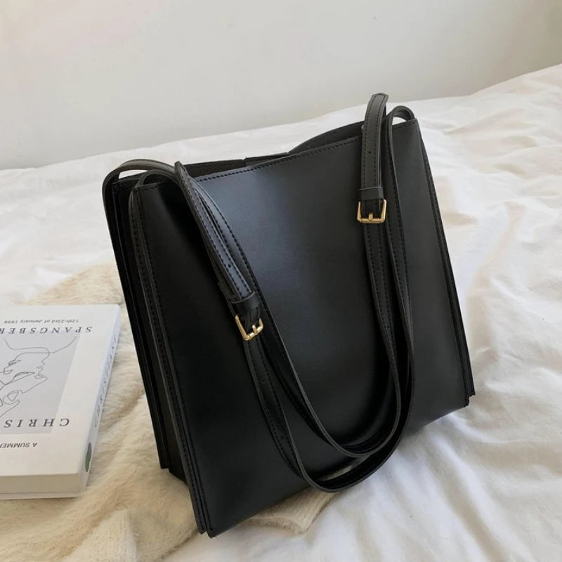 Vintage PU Leather Women's Handbag High Capacity Shoulder Bag