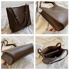 Vintage PU Leather Women's Handbag High Capacity Shoulder Bag