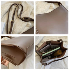 Vintage PU Leather Women's Handbag High Capacity Shoulder Bag