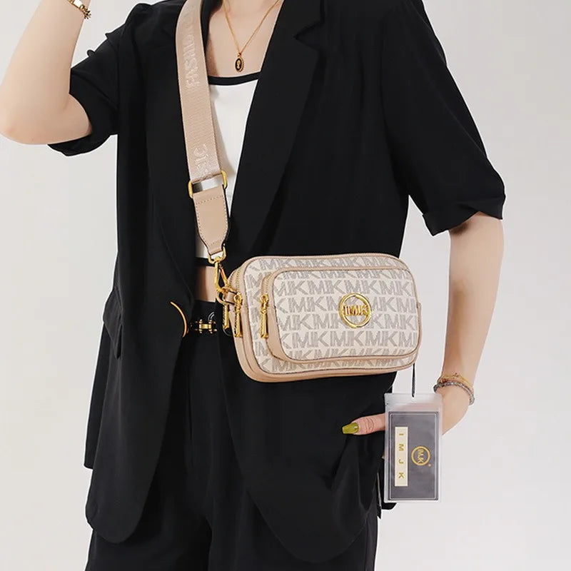 Vintage Printed Shoulder Bag Women'S Chest Bag Pu Leather Bag