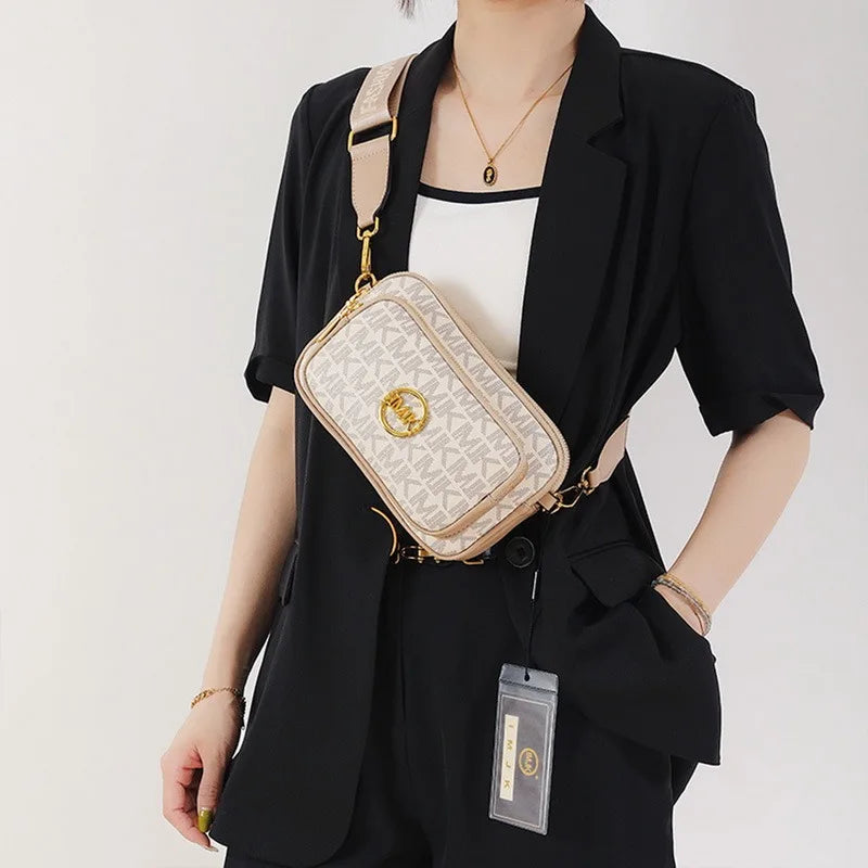 Vintage Printed Shoulder Bag Women'S Chest Bag Pu Leather Bag