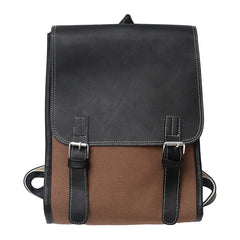 Vintage Pu Leather Backpack Women Canvas School Bag For Girls