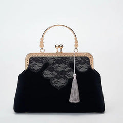 Vintage Shell Lock Women Bags Hand Fringe Tassel Bag