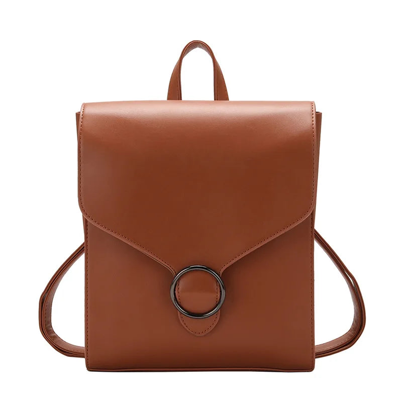Vintage Women's PU Leather Backpack Girls School Bag