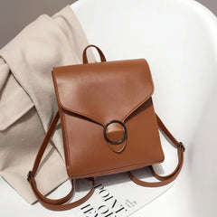 Vintage Women's PU Leather Backpack Girls School Bag
