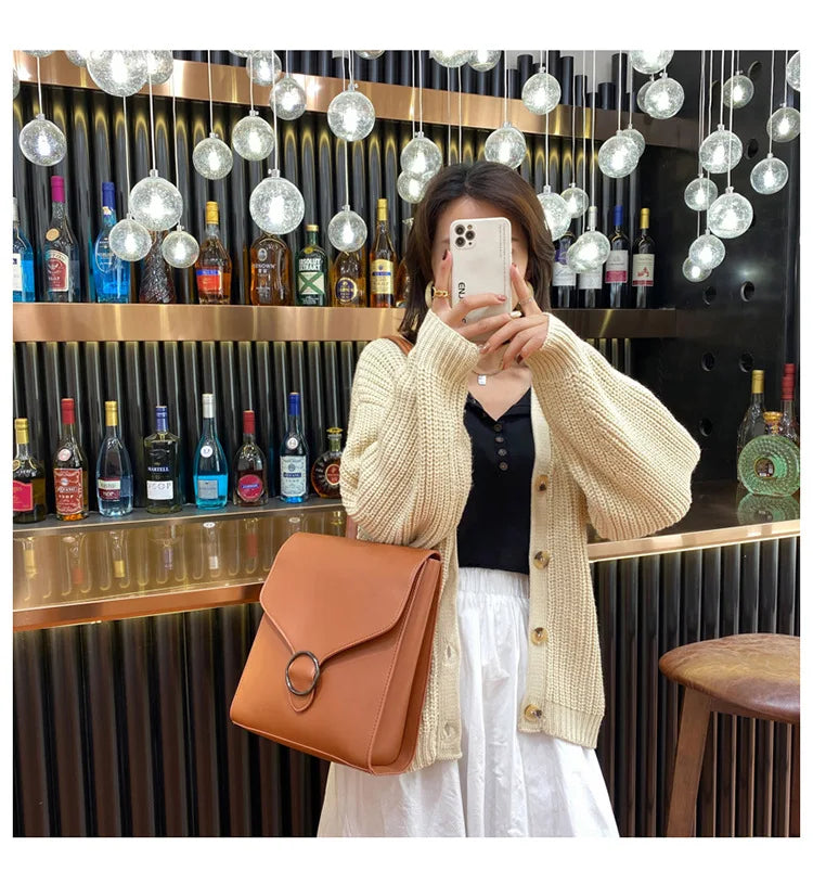 Vintage Women's PU Leather Backpack Girls School Bag