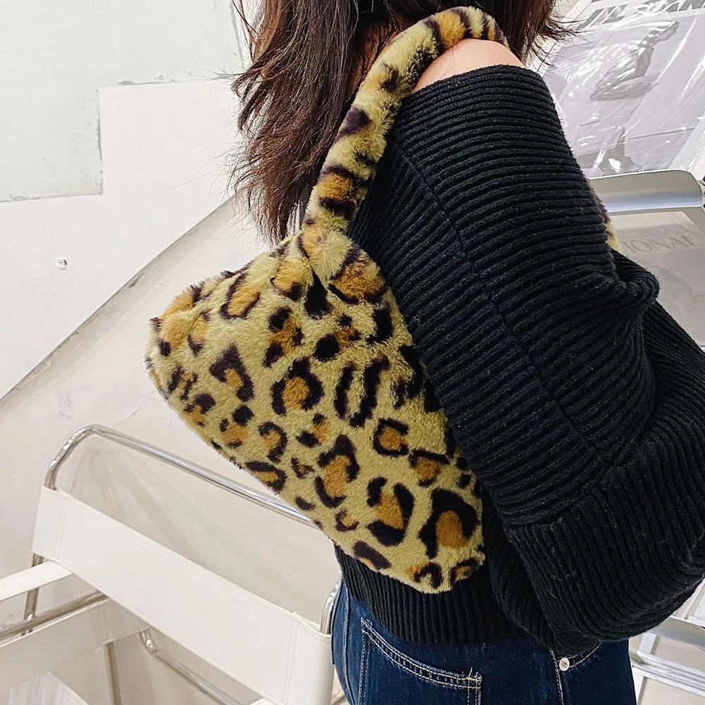 Vintage Animal Pattern Plush Mini Shoulder Bag