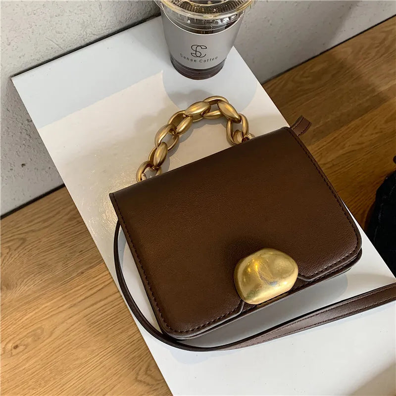 Vintage Flap Bag Chain Crossbody PU Leather Handbags