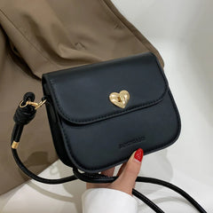 Vintage Flap Shoulder Bags PU Leather Totes Bag Heart Crossbody Handbag Purse