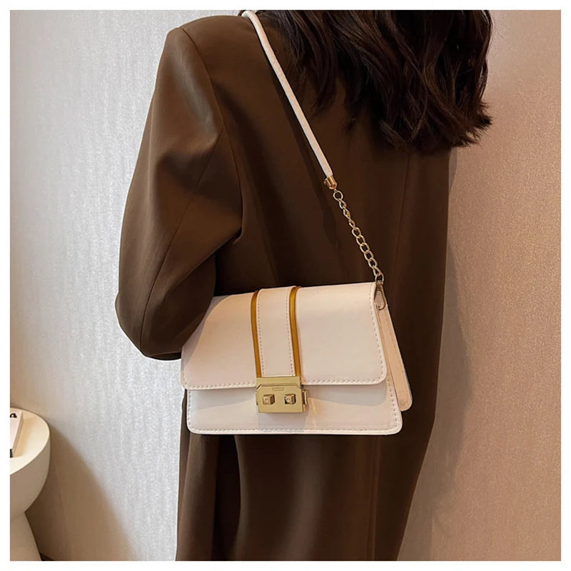 Vintage Flap Shoulder Bags PU Leather Underarm Messenger Bag for Women