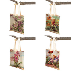 Vintage Floral Girl Cartoon Kid Tote Handbag for Girl