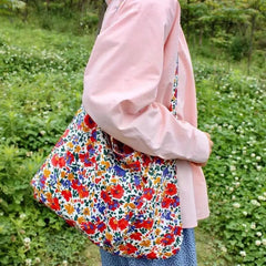 Vintage Floral Shoulder Crossbody Bag for Women Retro Female Thin Cotton Cloth