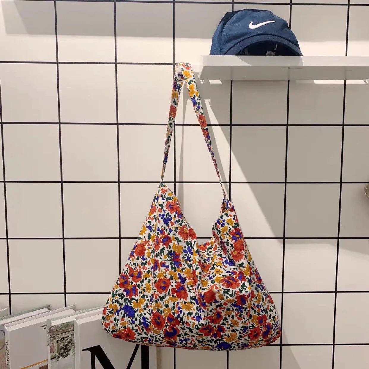 Vintage Floral Shoulder Crossbody Bag for Women Retro Female Thin Cotton Cloth