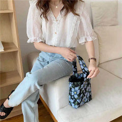 Vintage Floral Small Shoulder Bag Jacquard Fabric Ladies Handbag
