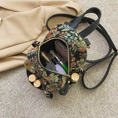 Vintage Flower Embroidery Canvas Backpacks Women Mini Ethnic Backpack