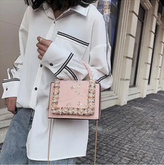 Vintage Flower Lace Crossbody Bag Chain Ladies Clutch Female Purses