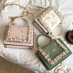 Vintage Flower Lace Crossbody Bag Chain Ladies Clutch Female Purses