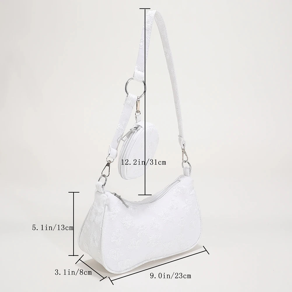 Vintage Flower Printing Underarm Bag for Women