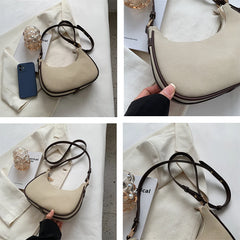 Vintage Frosted PU Leather Women's Half Moon Handbags