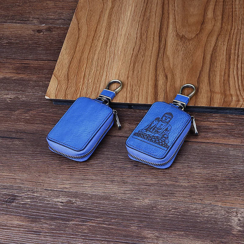 Vintage Leather Car Key Bag for Men and Women