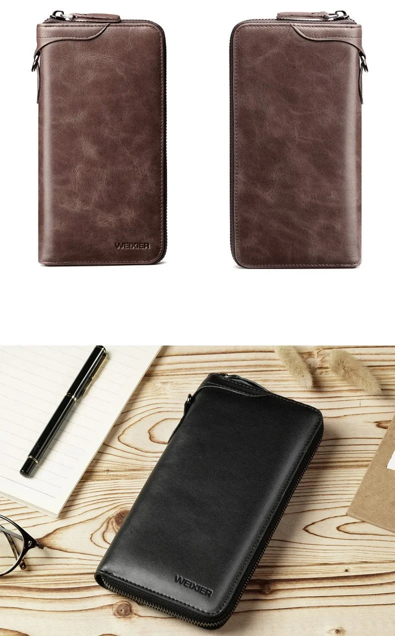 Vintage Leather Handbag Cow Men's Business Purse Wallet Organizer Moneybag