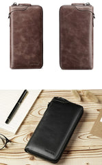 Vintage Leather Handbag Cow Men's Business Purse Wallet Organizer Moneybag