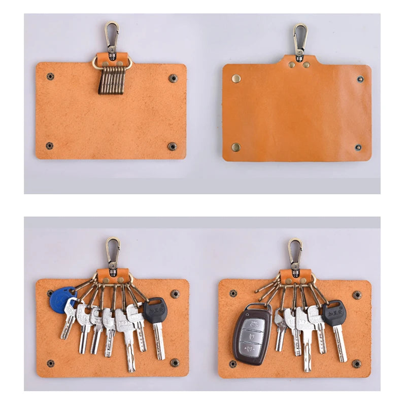 Vintage Leather Key Wallet Housekeeper Men Women Key Holder Organizer Pouch