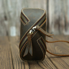 Vintage Leather Key Wallet Women Keychain Covers Zipper Key Case Bag Men