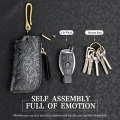 Vintage Leather Men's Key Pouch with Hook