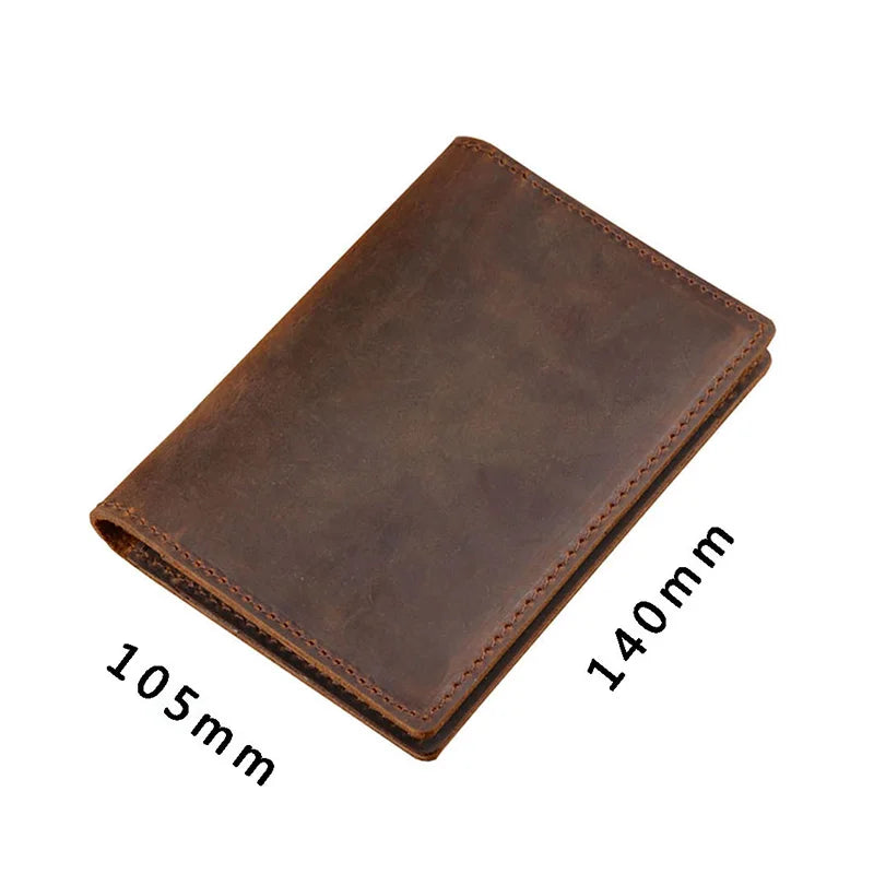 Vintage Leather Passport Case Men Travel Wallet Document Organizer