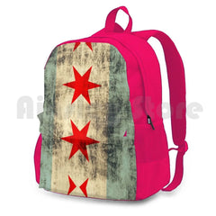Vintage Chicago Flag Outdoor Hiking Backpack