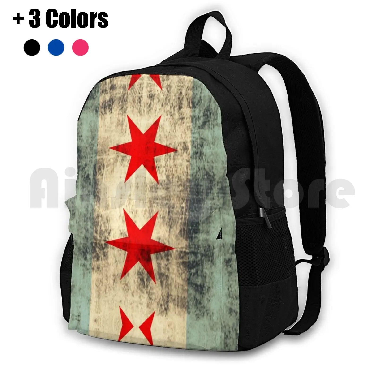 Vintage Chicago Flag Outdoor Hiking Backpack