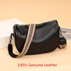 Vintage Leather Half Moon Crossbody Bag
