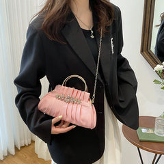 Vintage Diamond Pleated Clutch Shoulder Bag