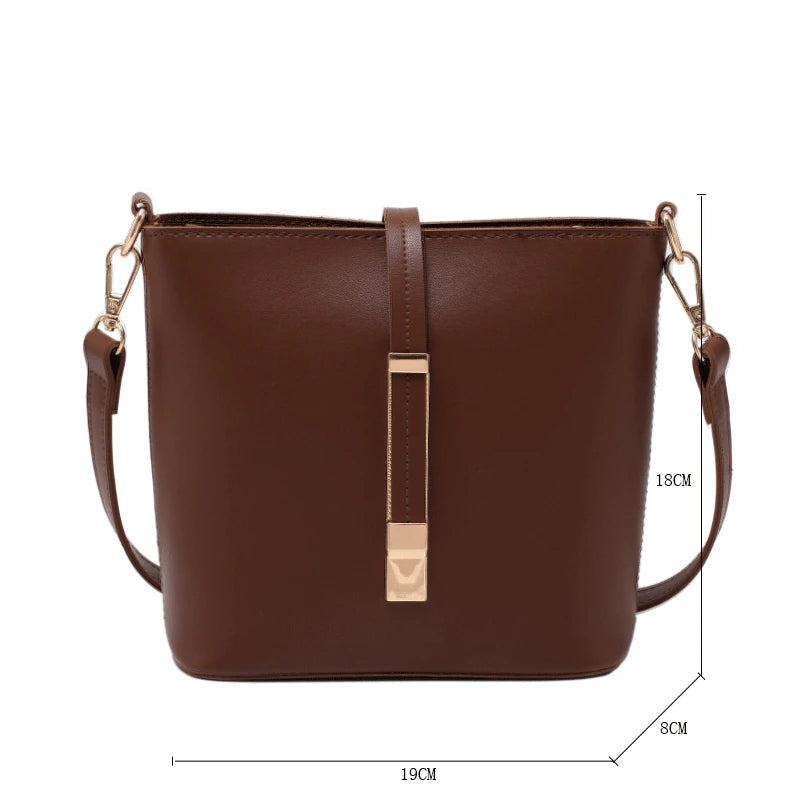 Vintage Leather Shoulder Bag Bucket Bag Crossbody for Girls